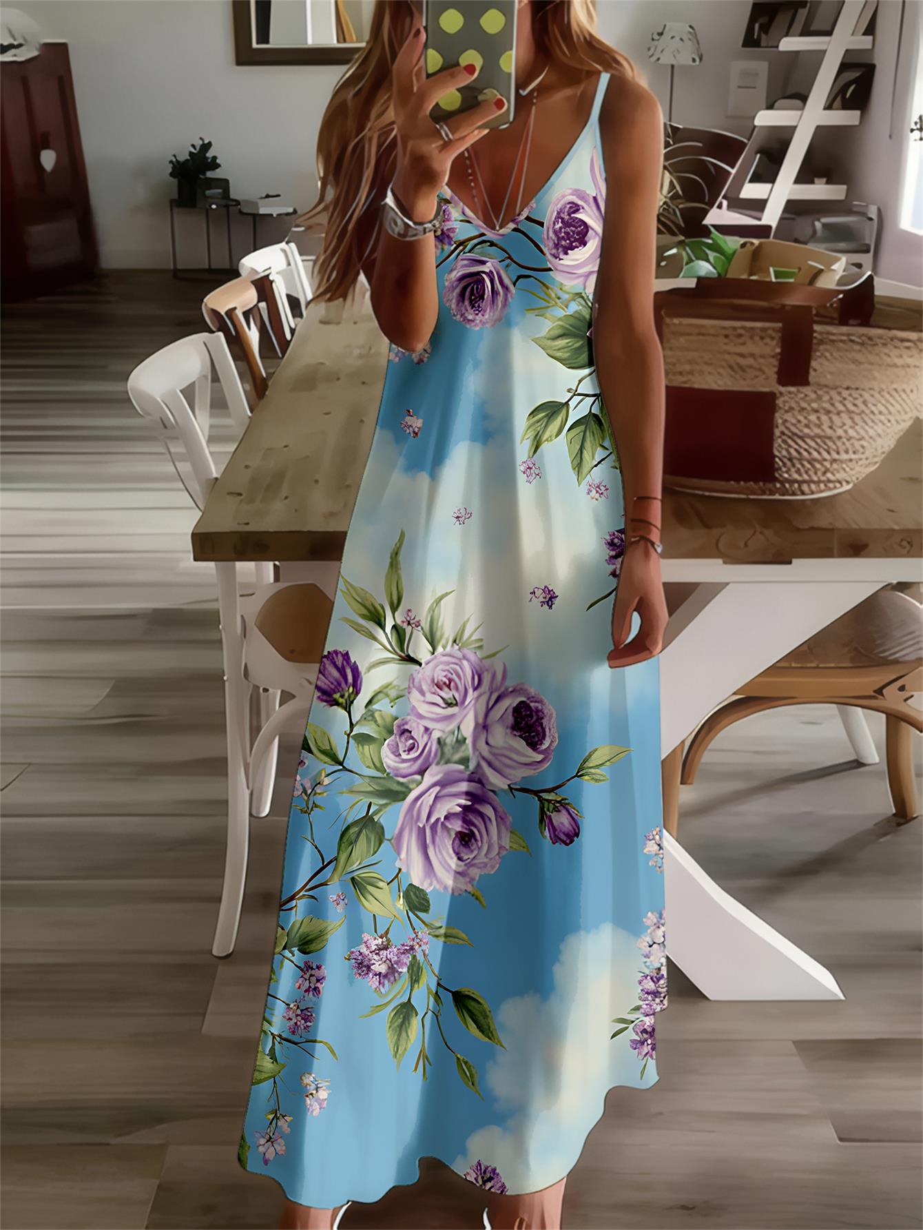 princess polly baby blue dress Mele Purple Hawaiian Maxi Dress main image 0