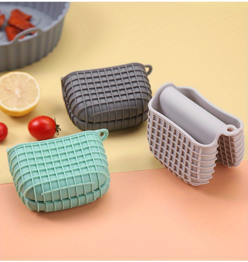 2pcs of silicone pot handle cover - silicone hand clip - anti slip, with textured surface to ensure cooking safety, thickened anti scald design suitable for kitchen use, cookware handle protective cover, kitchen essentials