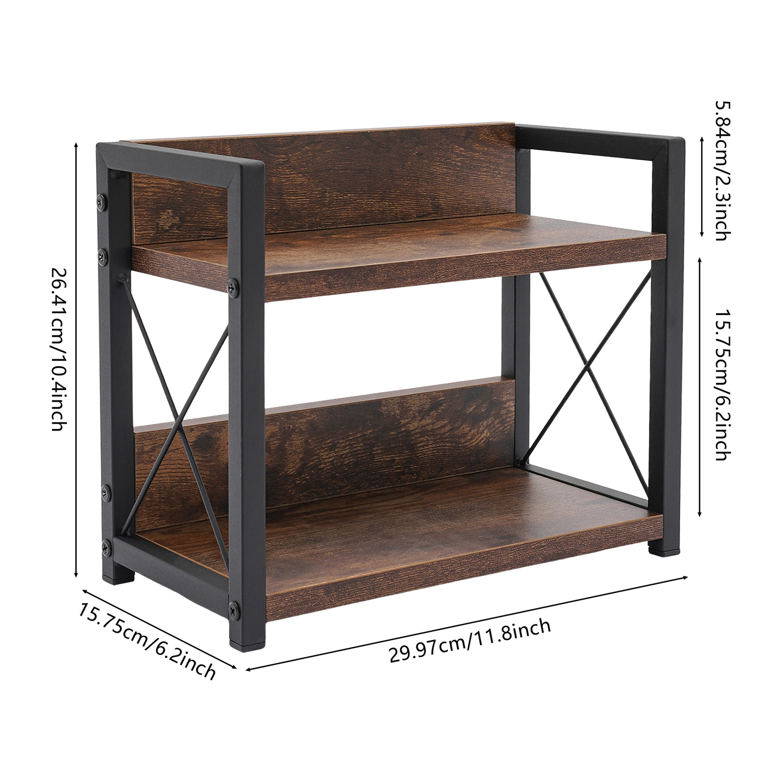 TEMU Quiltern 2-tier Rustic Wood Kitchen Spice Rack And Coffee Station Organizer - Countertop Shelf With Wood Shelves, Space-saving Two-tiered Shelf