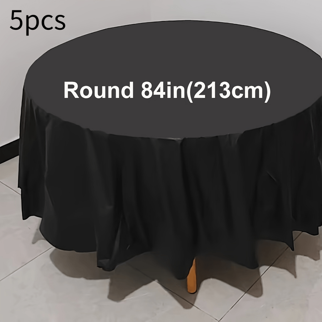TEMU 5pcs, Round Disposable Tablecloths, Elastane, Stretch Fit For Party & Wedding Tables, Indoor/outdoor Use, Dining Table Decor