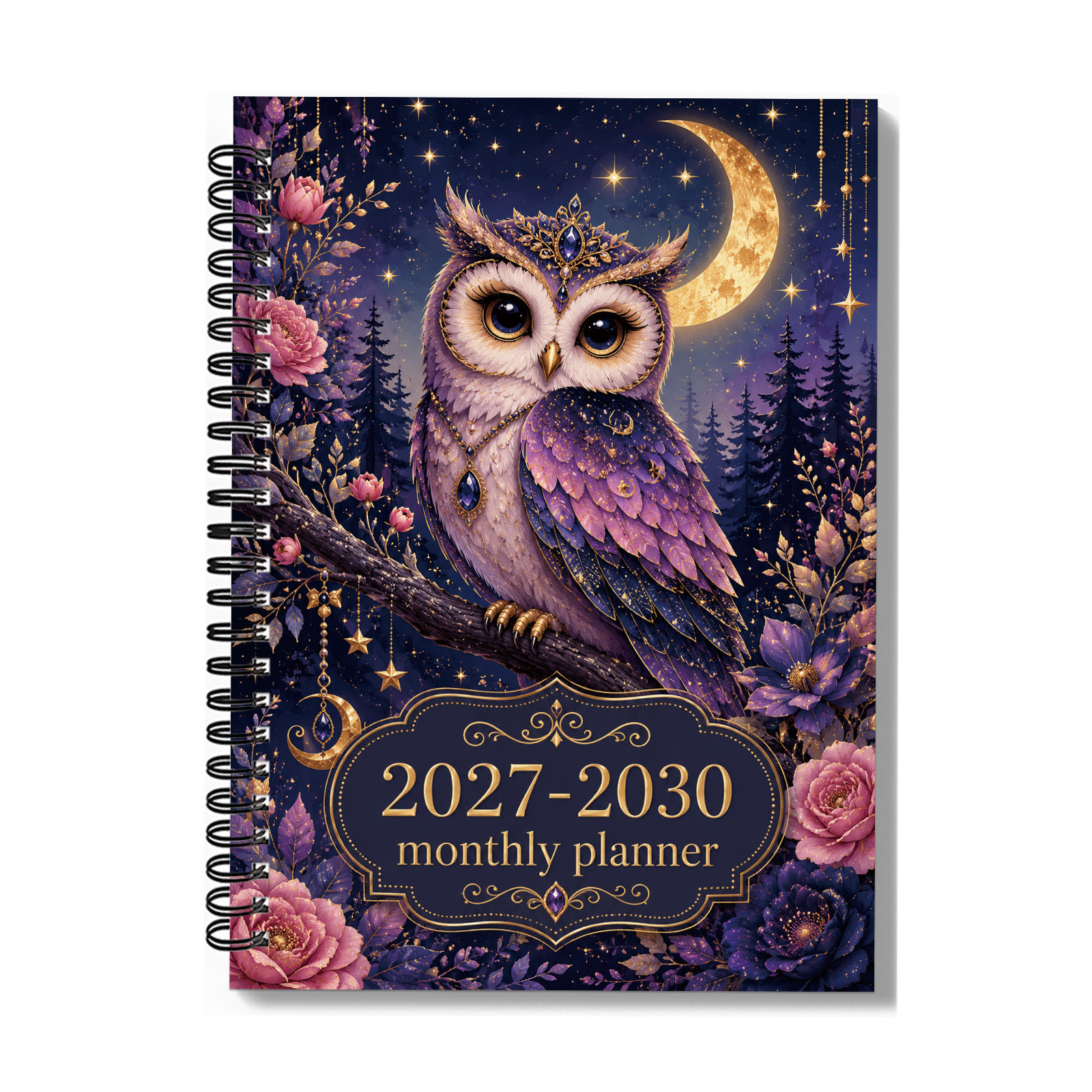 TEMU 1pc 2027- Planner Applicable Style - Starry Forest Cover Monthly Layout Version With Date Pages Retro And Goal Tracking Book For Office, Gift
