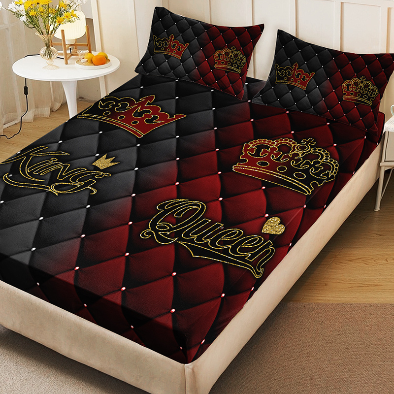 3pcs king queen   luxury bedding fitted sheet set couple bedding sheet set set romantic bed sheet set set king queen bedroom decor bed sheet set set   1fitted sheet 2pillowcase no comforter Product details 0