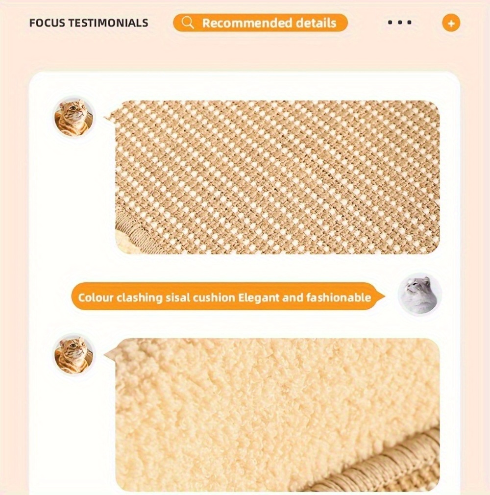 2 in 1 cat sofa bed with scratching post durable tear resistant polyester pet bed light brown     for indoor cats dual use as seat bed sofa bed plush pet furniture quality stitched edges cozy feline furniture sturdy construction feline lovers Product details 6