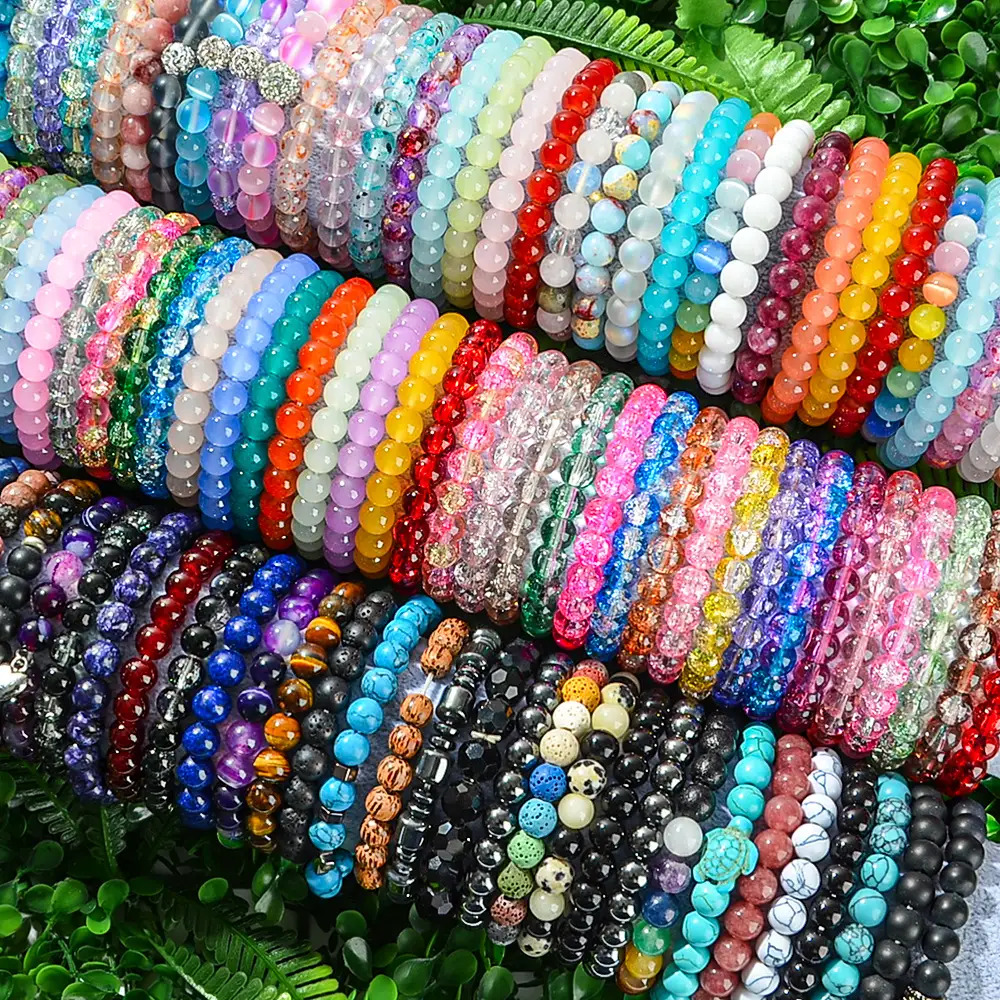 TEMU Random Color 50pcs Multi-piece Set Bohemian Beaded Imitating Natural Stone Bracelets, Suitable For And Occasions Beaded Bracelets