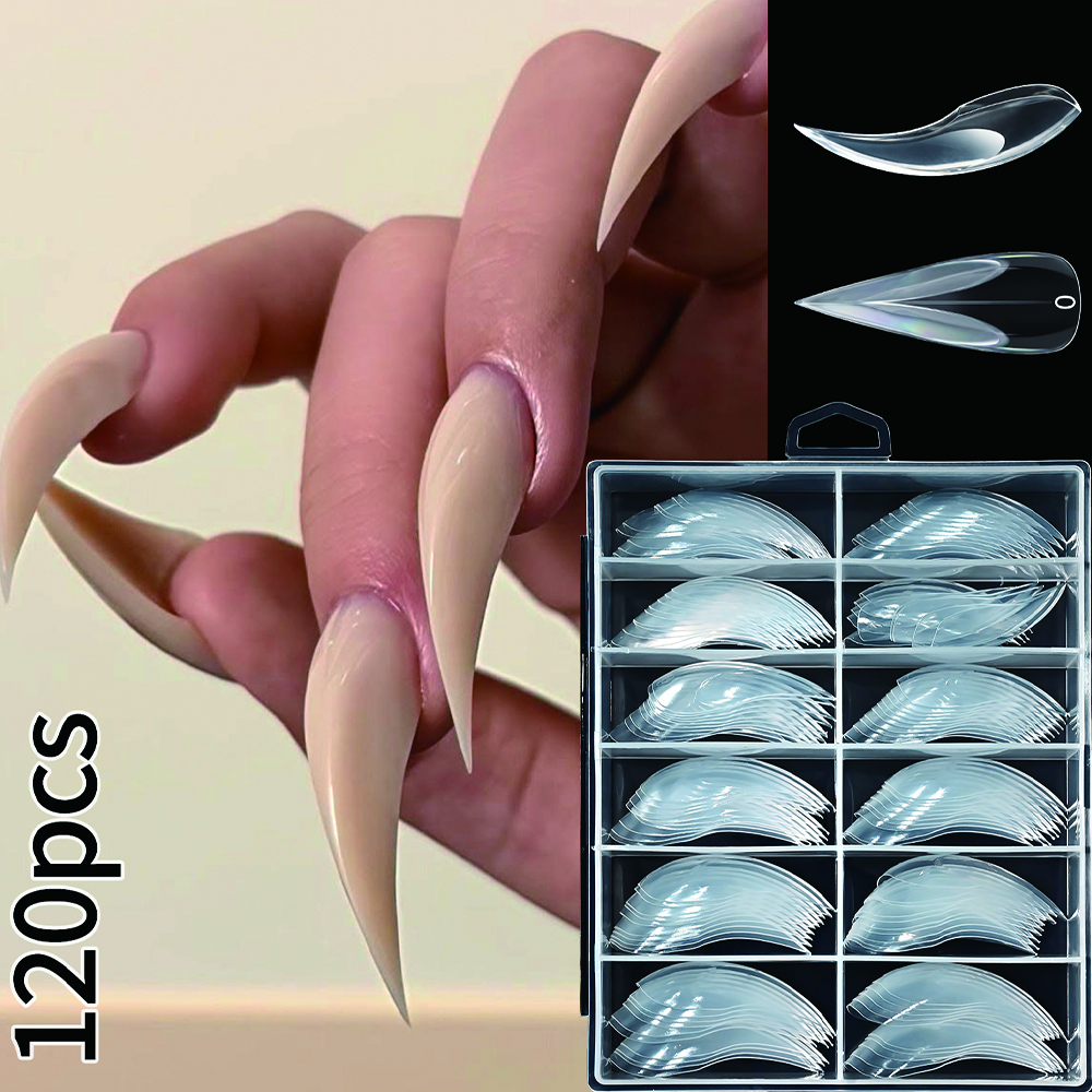 TEMU 1 de Forma de Garra de Águila 3D para Uñas, Doble Forma para Extensión de Uñas, Transparente, Curvo, Stiletto Reutilizable, Total para Molde de