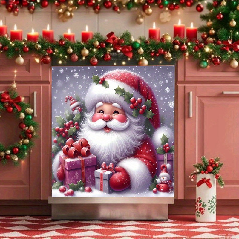 TEMU 2d Flat Santa Claus Gift Magnet Art - Christmas Themed Design, Suitable For Dishwashers, Washing Machines, Refrigerators, And Doors. Seasonal