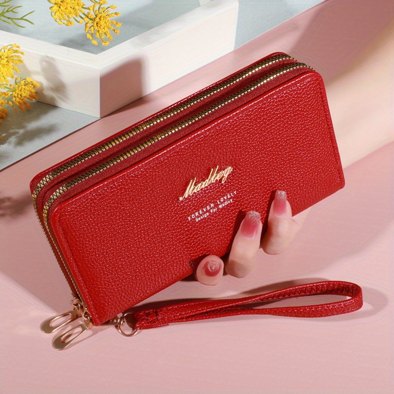 Image of Classic Wallet, Large-capacity Clutch Wallet With Zipper, Card Holder With 8 Slots And Multiple Compartments, Elegant Hand Clutch, Spliced Color-blocking Long Wallet