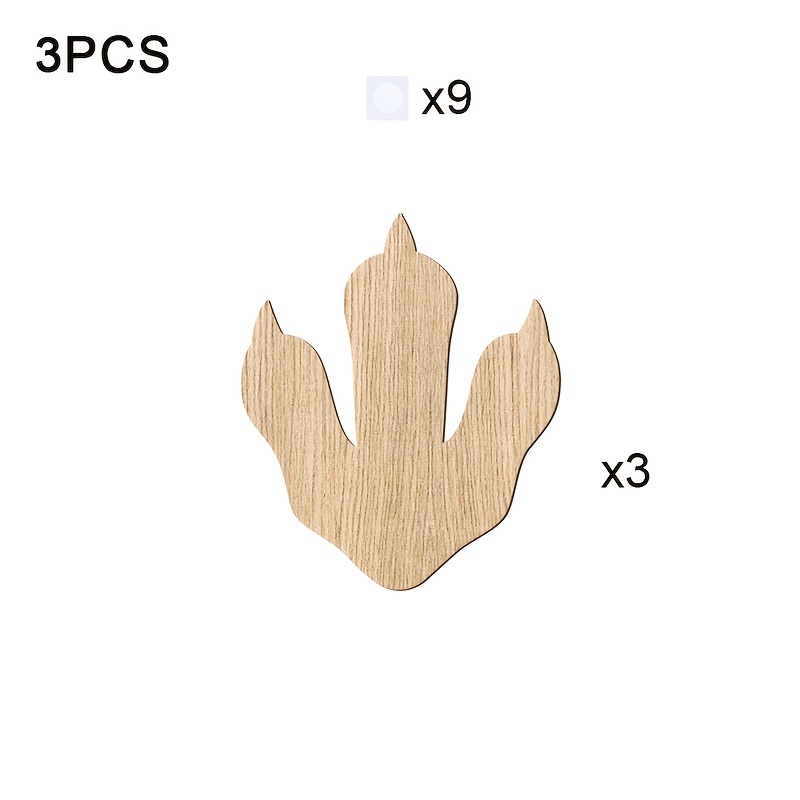 3pcs Wooden Dinosaur Footprints, Dinosaur Foot Decoration Plaques And Ornaments, Bedroom Decoration, Game Room Dinosaur Wall Art Design Wall Decoration