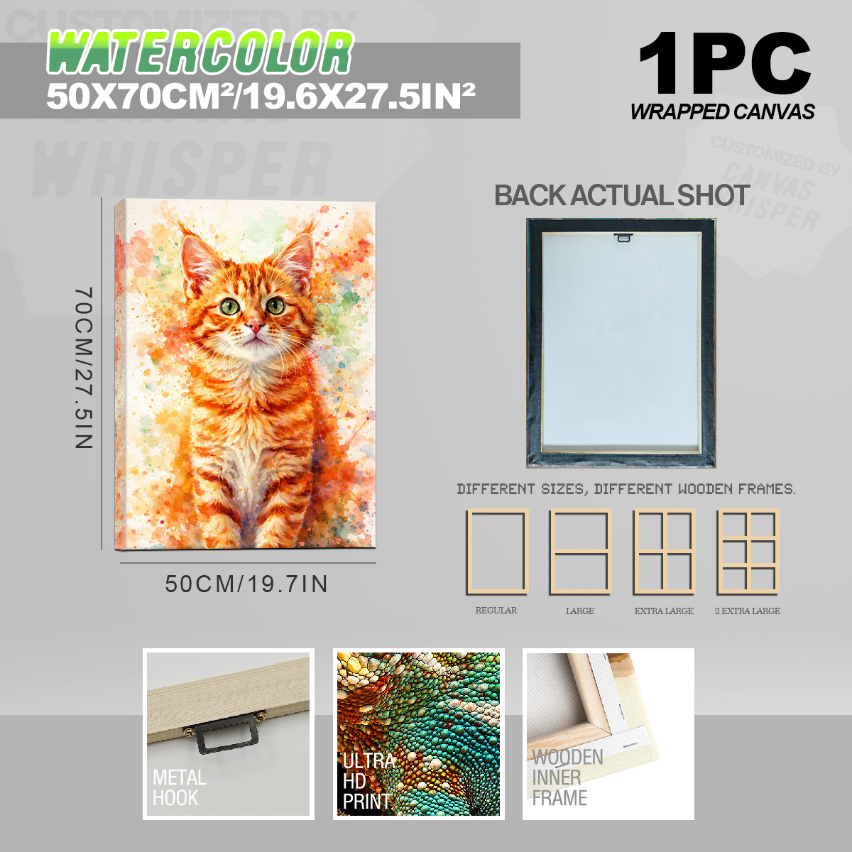 TEMU 2d Flat, 1pc Personalized Custom Watercolor Canvas Painting With . Creative Artistic Based On Your Provided Photo. Combines Watercolor Gradient