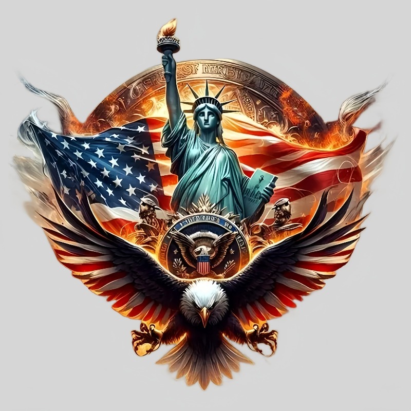 American Flag, Muse And Eagle Patriotic Vinyl Stickers Unique Car Trim For Notebooks, Water Bottles, Trucks, Cell Phones, Motorcycles, Windows, Walls, Cups