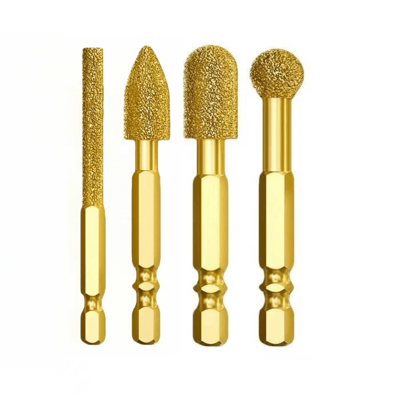 TEMU Jeu de 4 têtes de meulage diamantées robustes - Outils professionnels de meulage, polissage et avec queue de 6 mm - Compatibles avec , le béton,