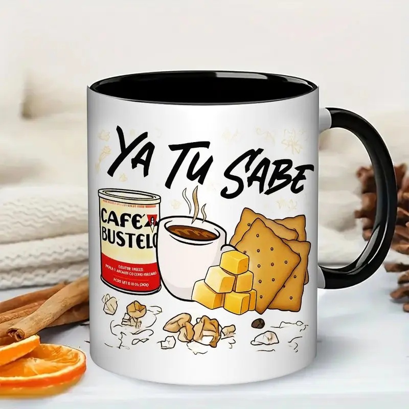 1pc " " Cuban Espresso Ceramic Coffee Mug With Handle, Latin Accent Cup, Thoughtful Housewarming Gift For Coffee Enthusiasts