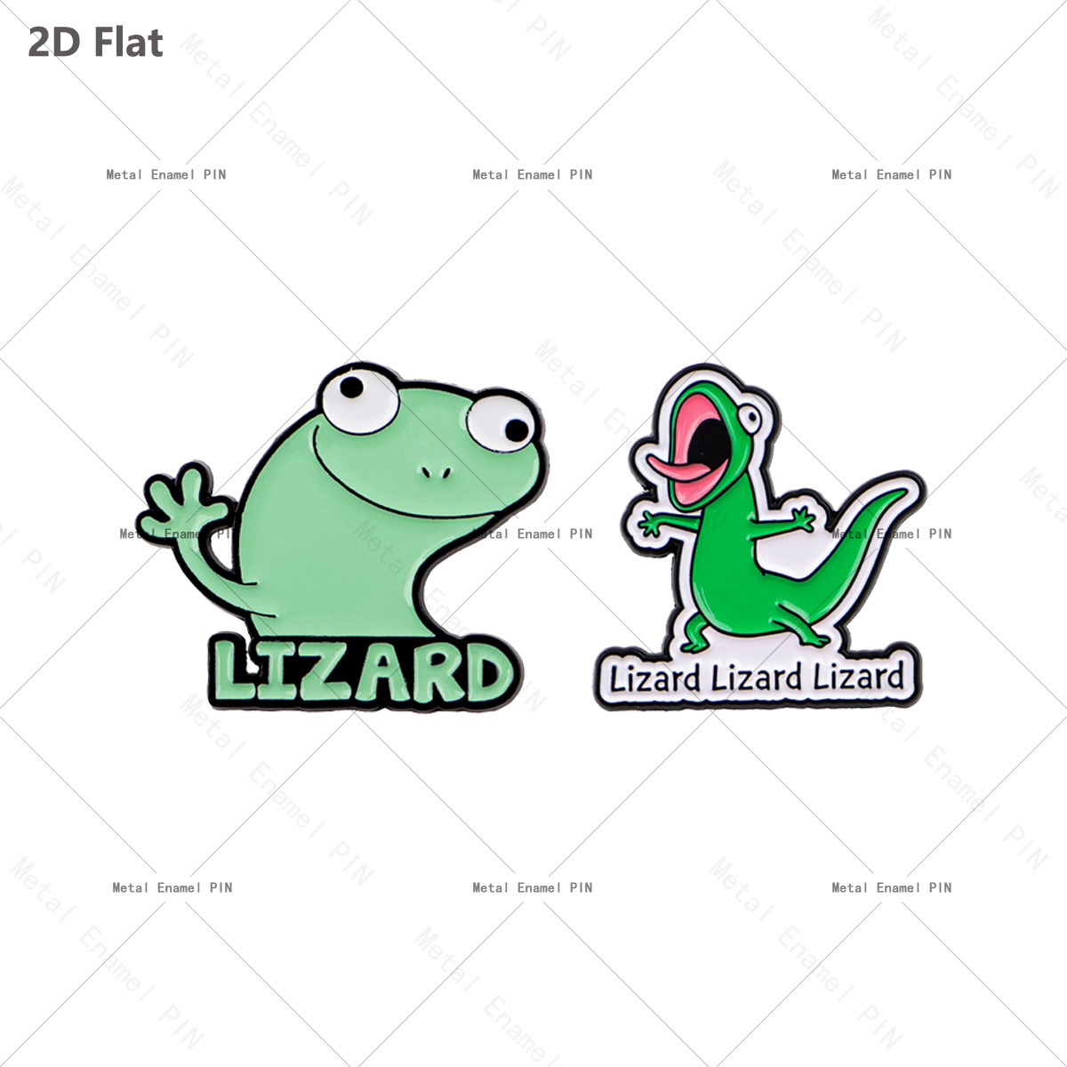 TEMU 2d Flat, 2pcs Dmlsky Screaming Lizard & Frog Enamel Pin Brooch - Cute Reptile Badge Suitable For Backpacks, Jackets, Hats, Bags, Meme Gifts,