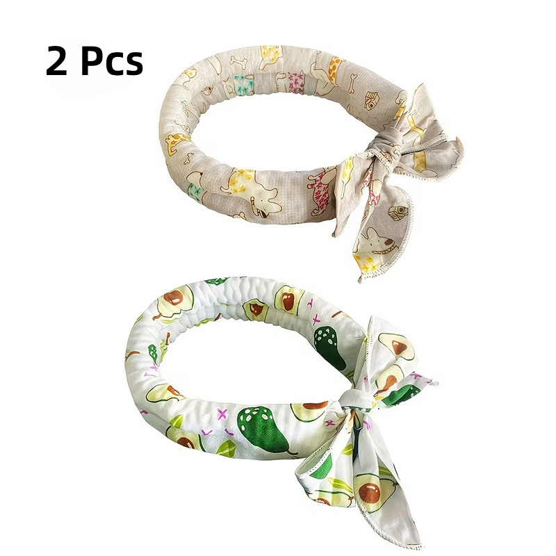 TEMU 2pcs Summer Pet Cooling Bandana, Breathable Ice Collar, Prevention Neck Wrap, Outdoor Assorted Prints, Mixed Colors