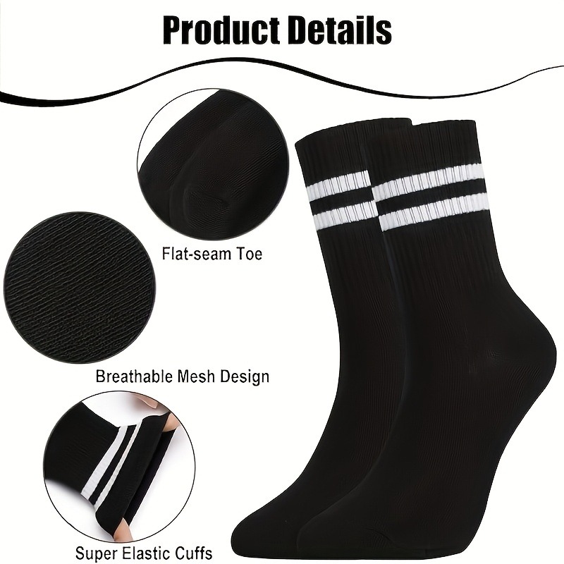 5 Pairs Women's Mid-Calf Socks, Breathable Athletic Socks