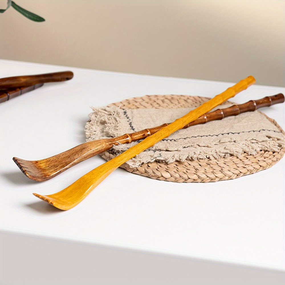 ergonomic long handle wooden back scratcher massager gentle exfoliating body scratcher for back neck shoulders legs natural wood design for home use light beige care muscle relaxation back scratcher for back   durable wooden handle Product details 1