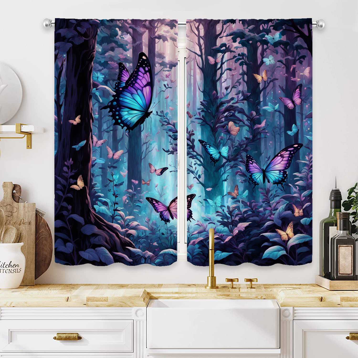 TEMU 2pcs Forest Pattern Curtains, Decorative Window Drapes, Window Treatments For Bedroom Living Room, Home Decoration, Room Decoration