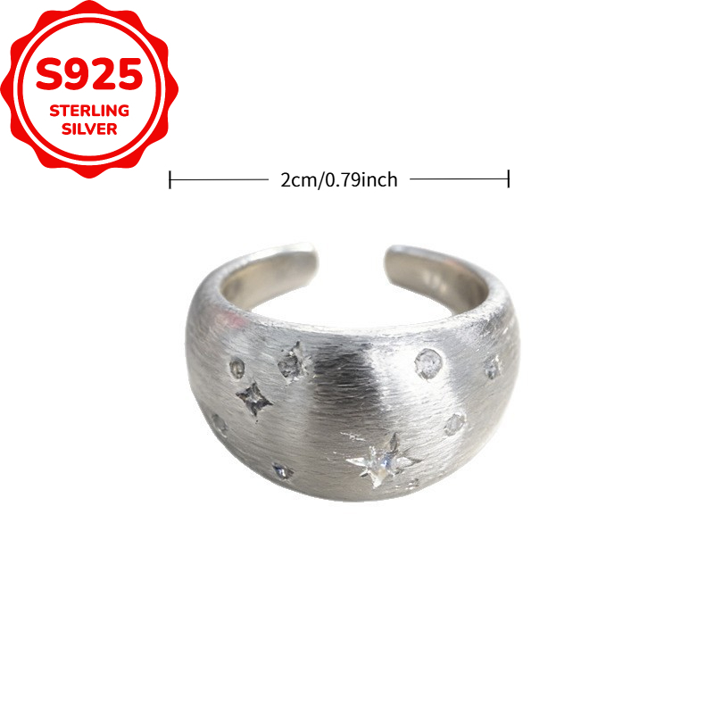 Unisex S925 Silver Hexagram Brushed Ring