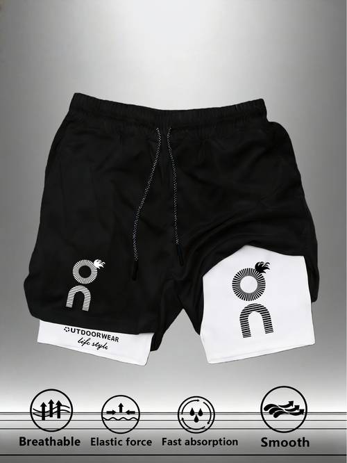 mens trendy quick dry double layer shorts made of breathable fabric that and sweat free features stretch for a comfortable unrestrictive fit that allows of movement prints make them stand