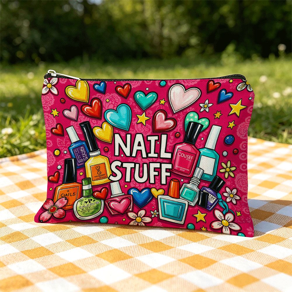 TEMU 1pc Portable Storage Cosmetic Bag, Nail Art Supplies , Zipper Closure, Student Stationery Pouch, Makeup Organizer, Wallet, Suitable As Gift