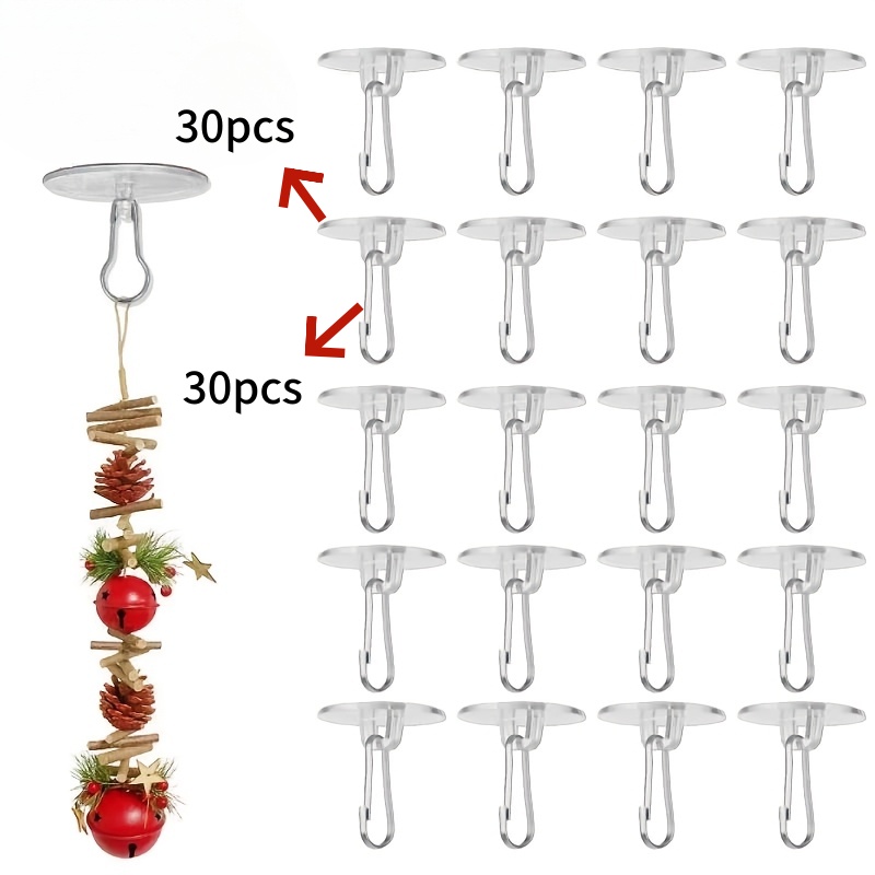 TEMU Set da 60 pezzi: 30 ganci autoadesivi + 30 ganci, ganci autoadesivi per soffitto senza foratura �� Ventose trasparenti senza , ganci da parete in