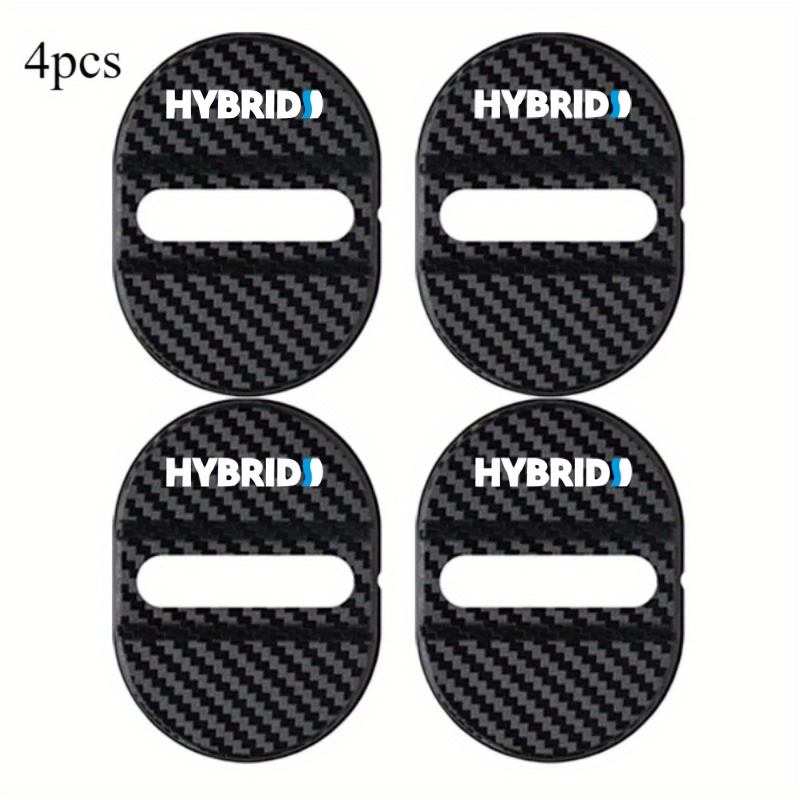 Image of For Hybrid Car Door Lock Protection Cover 4pcs Set, Carbon Fiber Texture Design, Adhesive Sealing Patch For Buffering, Vibration Reduction, Noise Reduction, And Sound Insulation