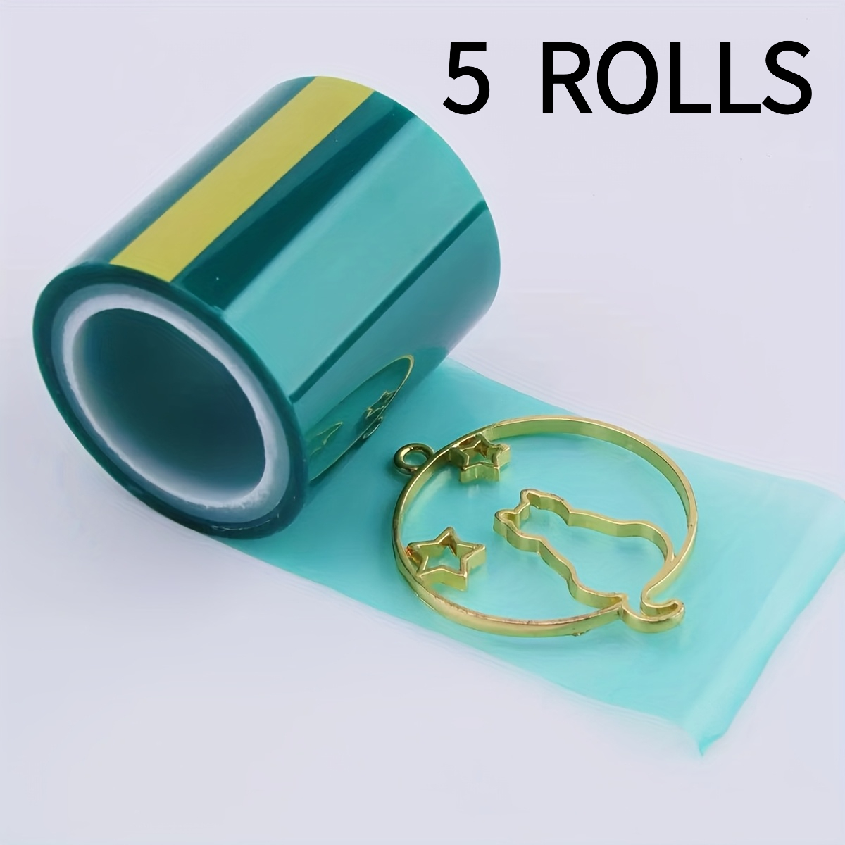 TEMU 5 Rolls Of High-temperature Resistant Green Semi-transparent Seamless Tape, Suitable For Handmade Resin Molds And Metal Mold Production, Leaves