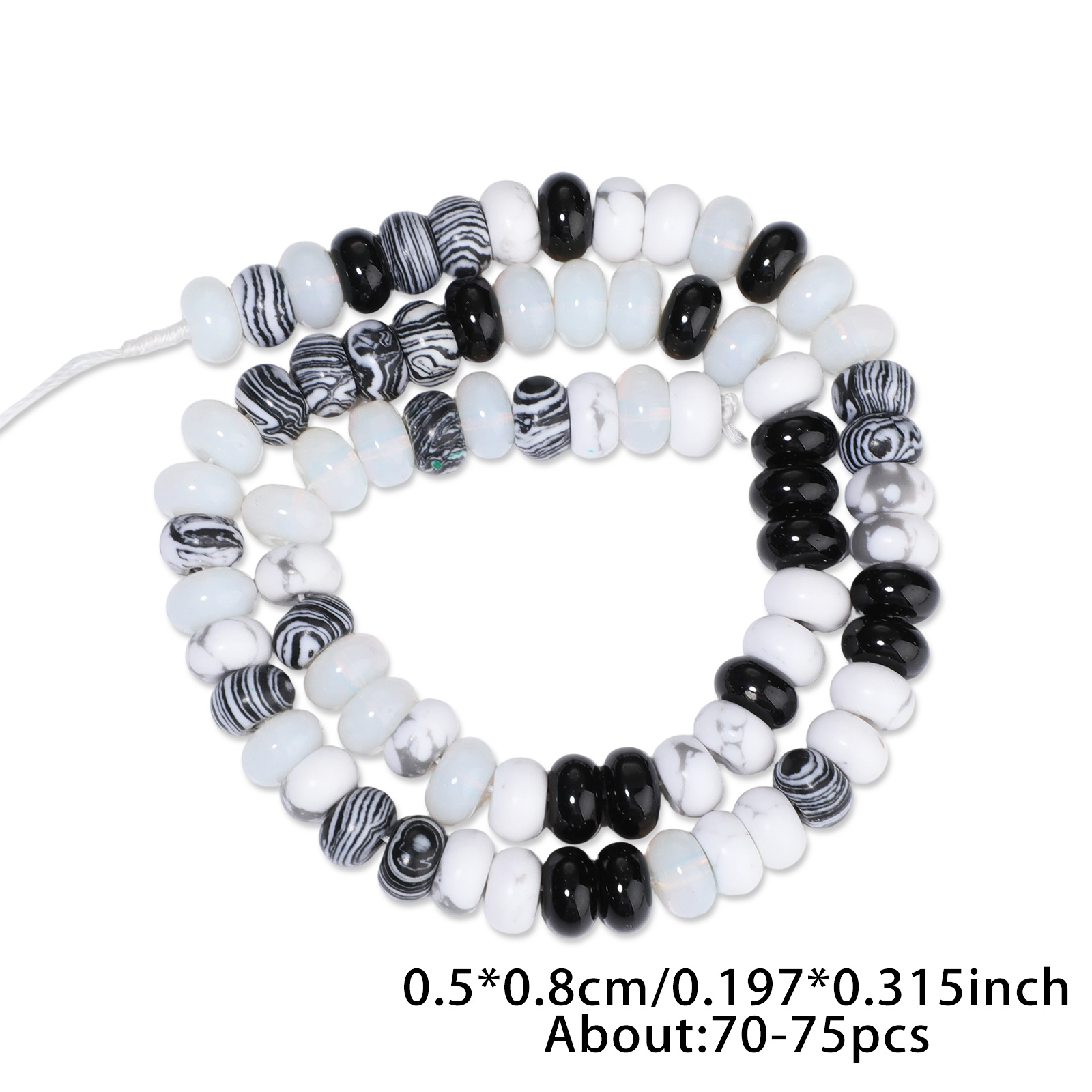 TEMU Natural Stone Black And White Flat Circular Abacus Beads Unique Loose Beads Used For Jewelry Making Bracelets, Necklaces, Earrings Crafts, Gifts