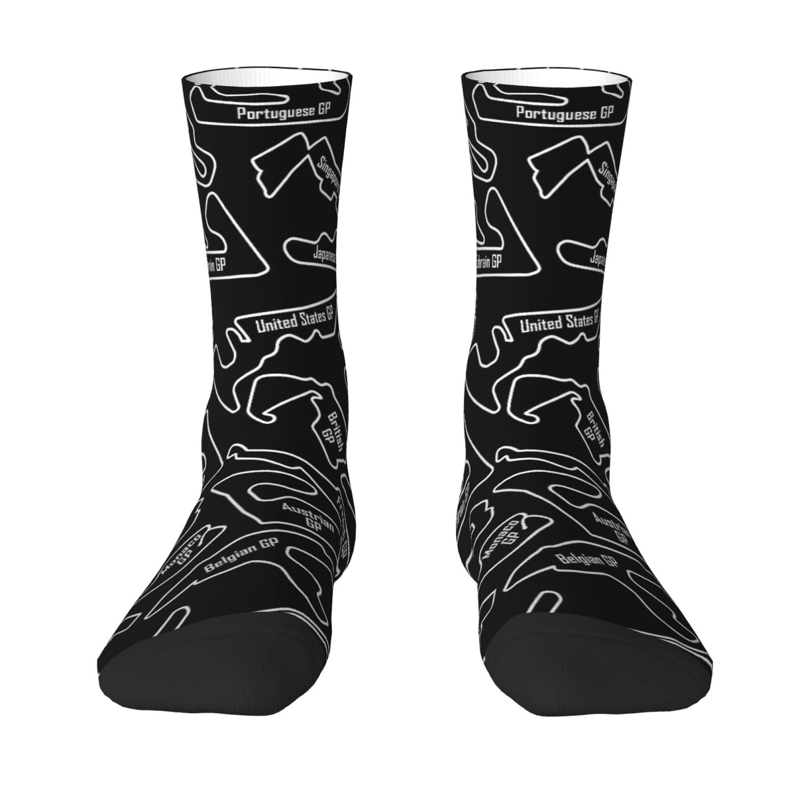 TEMU [perfect Gift] 1 Pair Novelty Print Gift Socks, Racing Car Track , Fun And Fashionable, Suitable For Outdoor Wear, Home Parties, Family Gifts