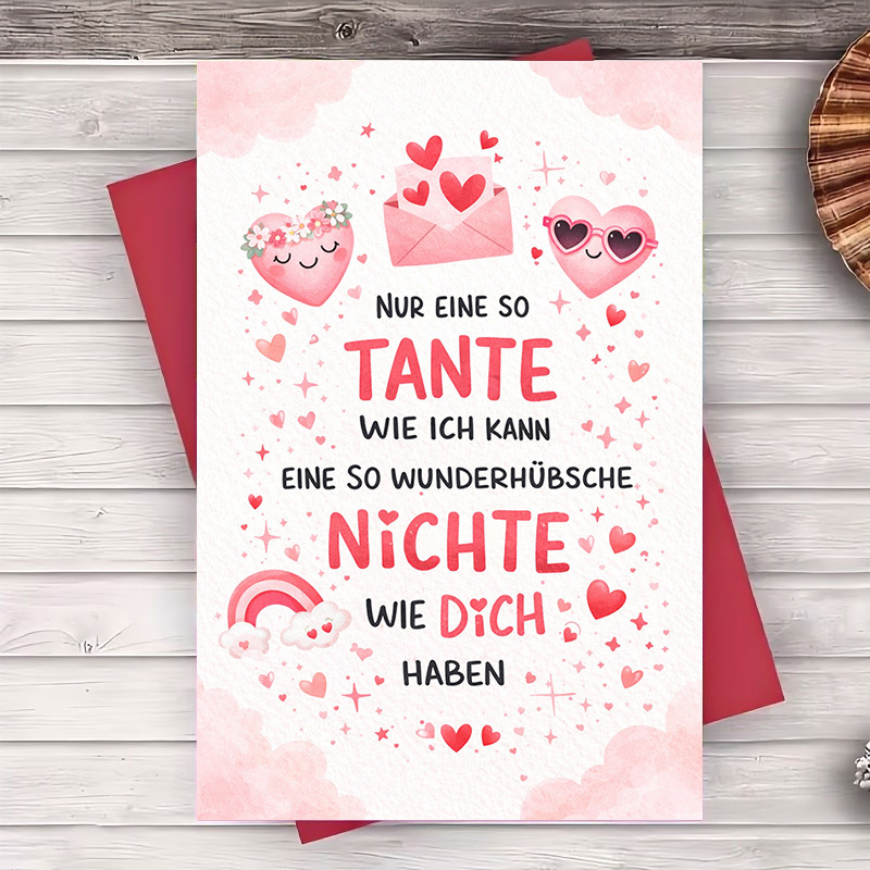 TEMU 1 Greeting Card + 1 Envelopebeautiful Heart Themed Greeting Card Perfect For Aunts To And Appreciation To Their Special Nieces On Birthdays