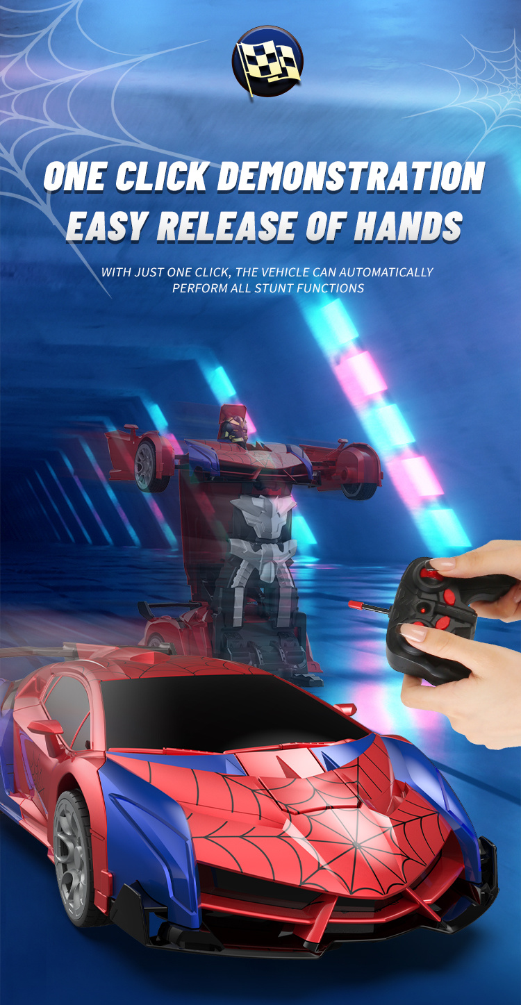 Transformer RC Car, One Key Transform 360° Rotation, 2.4Ghz RC Car 1:18 Ratio Transforming Robot, 2pcs Rechargeable Batteries, One Key Transform 360° Car Toys, For 3-12 Years Old Boys, Birthday Gift