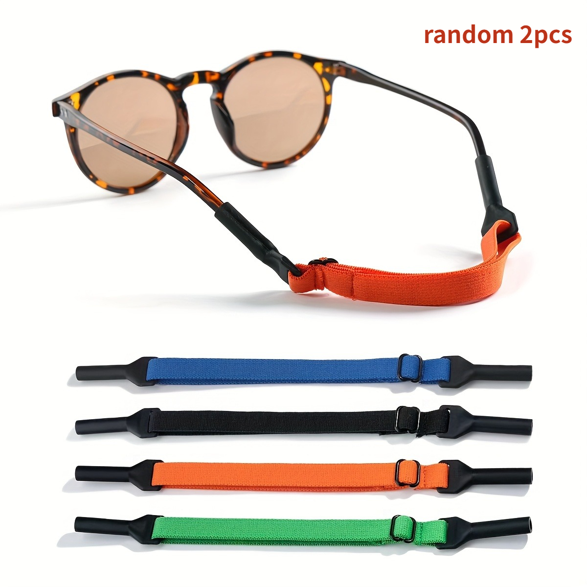 TEMU Ensemble de 2 sangles de lunettes de sport antidérapantes, chaîne de lunettes élastique réglable et colorée, accessoires anti-perte de lunettes