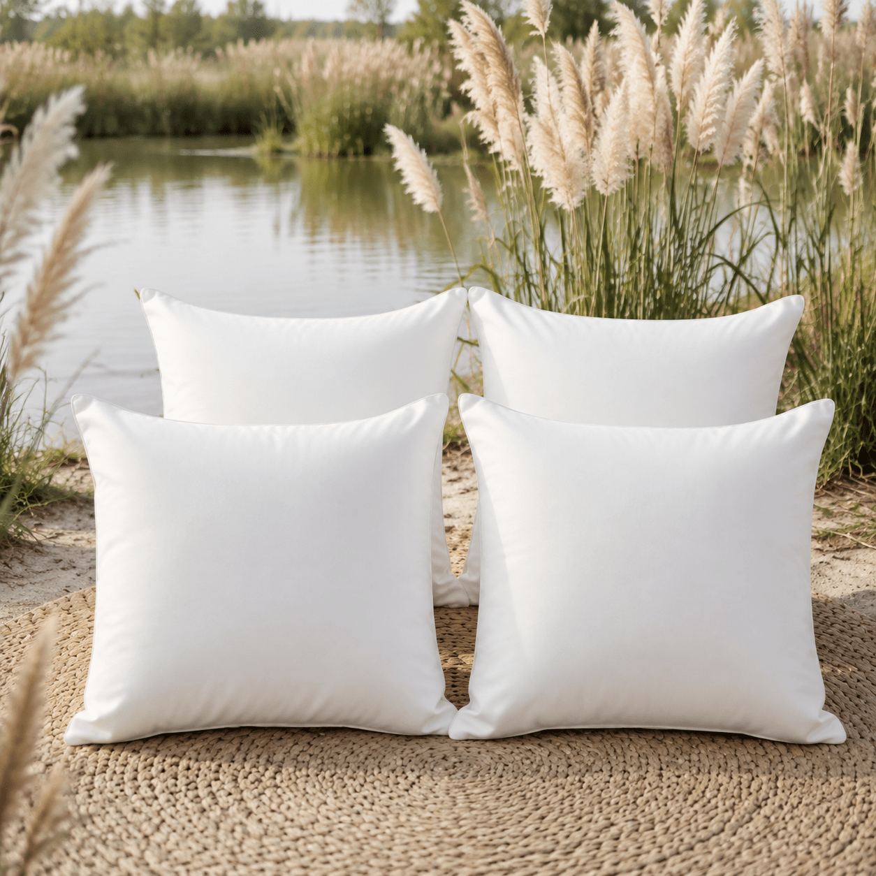 TEMU Sofa Cushion Inserts, Set Of 4, Lightweight Down Alternative To Polyester Fiber Pillows, Perfect For Your Sofa Cushions Or Pillowcases, And