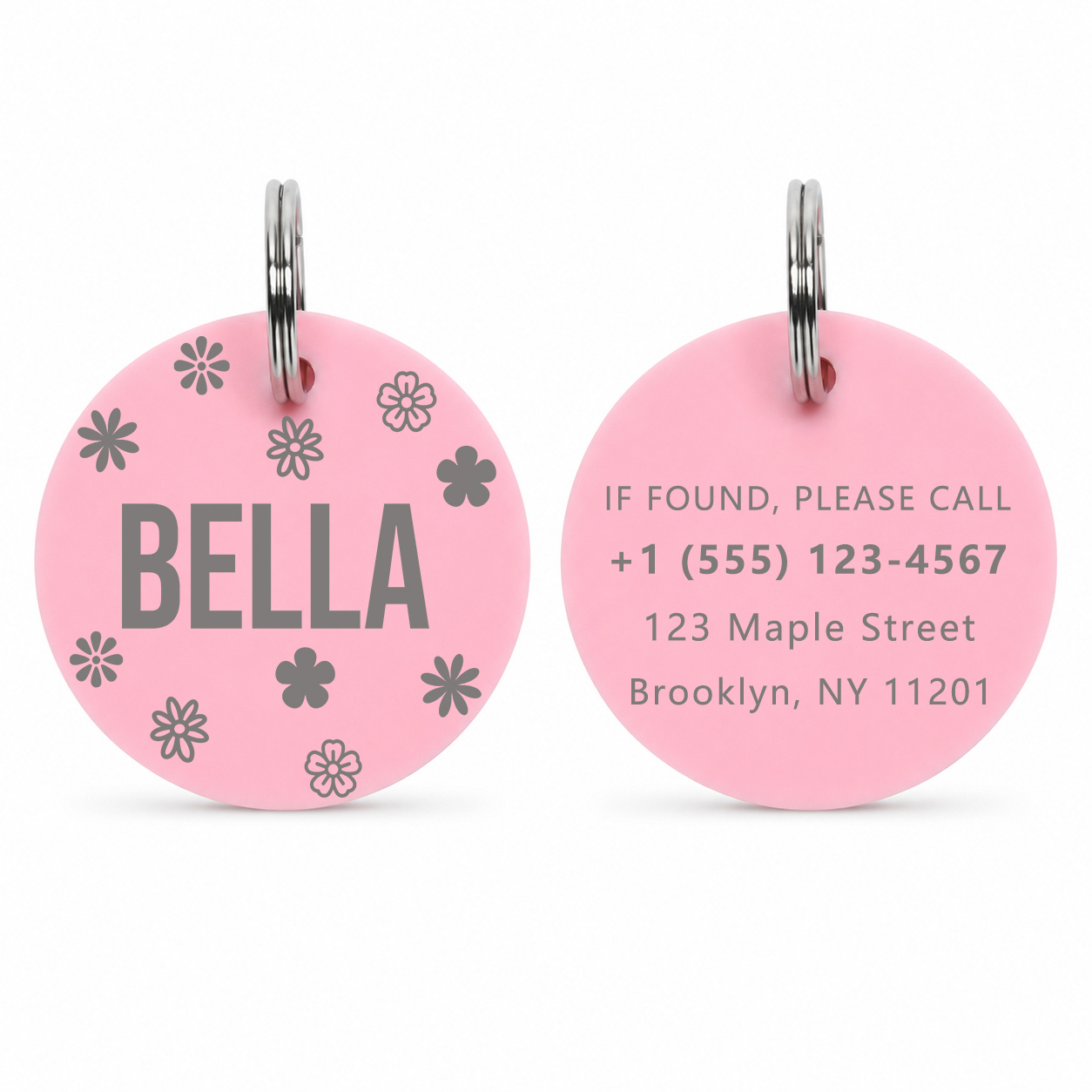 TEMU Personalized Silicone Id Tag Custom Round Tag, Double Sided Engraving With Name Phone Number Address, Anti-lost Pet Collar Pendant, 3.3cm Size,