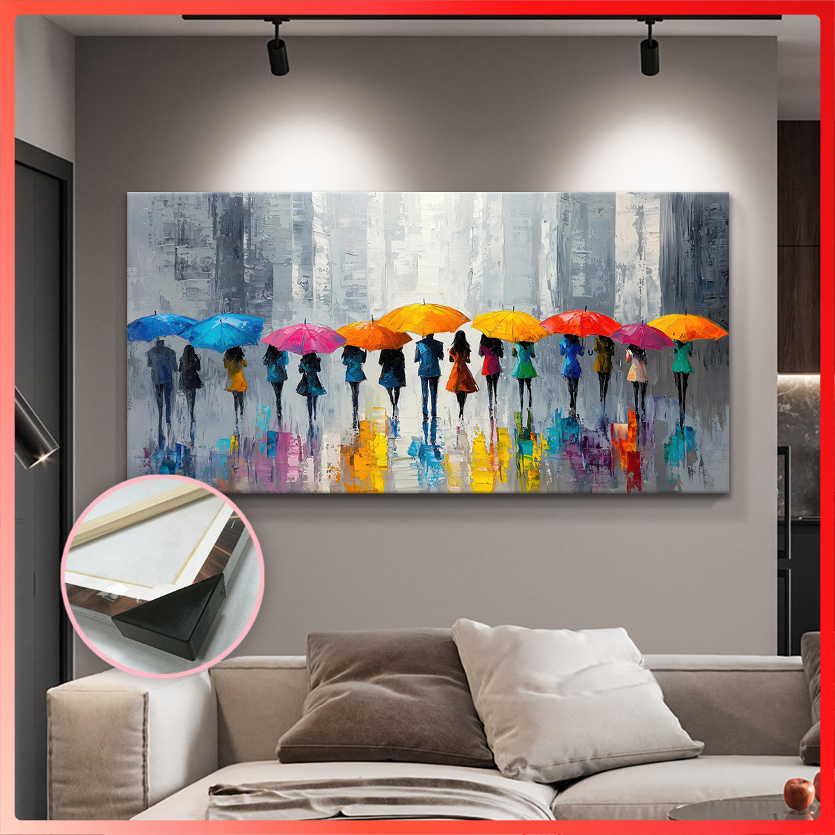 Abstrakte Wandkunst ‚Wasserfall‘ In Schwarz-Weiß | 50,8 X 101,6 Cm | Leinwand Mit Holzrahmen | Moderne Deko Für Wohnzimmer & Büro