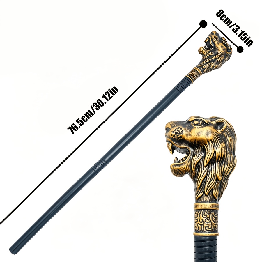TEMU Accessoires de costume de canne tête de lion majestueux rétro, unisexe pour adultes, style rétro élégant de cour . Convient aux costumes