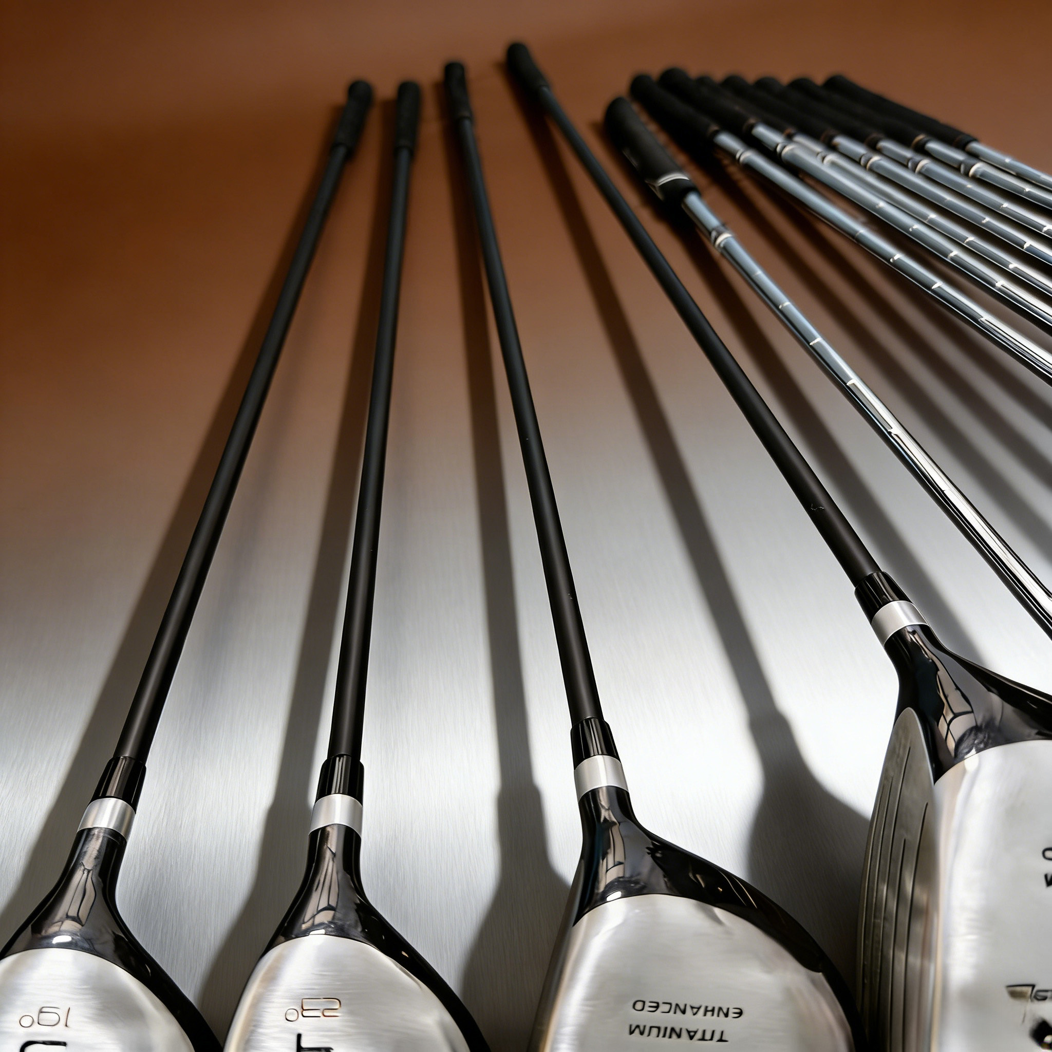 Fashion Black Silvery FAZER Golf Full Set Clubs, 12pcs: 4 Wood, 7 Iron, 1 Putter, High Launch Trajectory, Easy to Hit, Professional Clubs for Training and Competition, No Bag Included