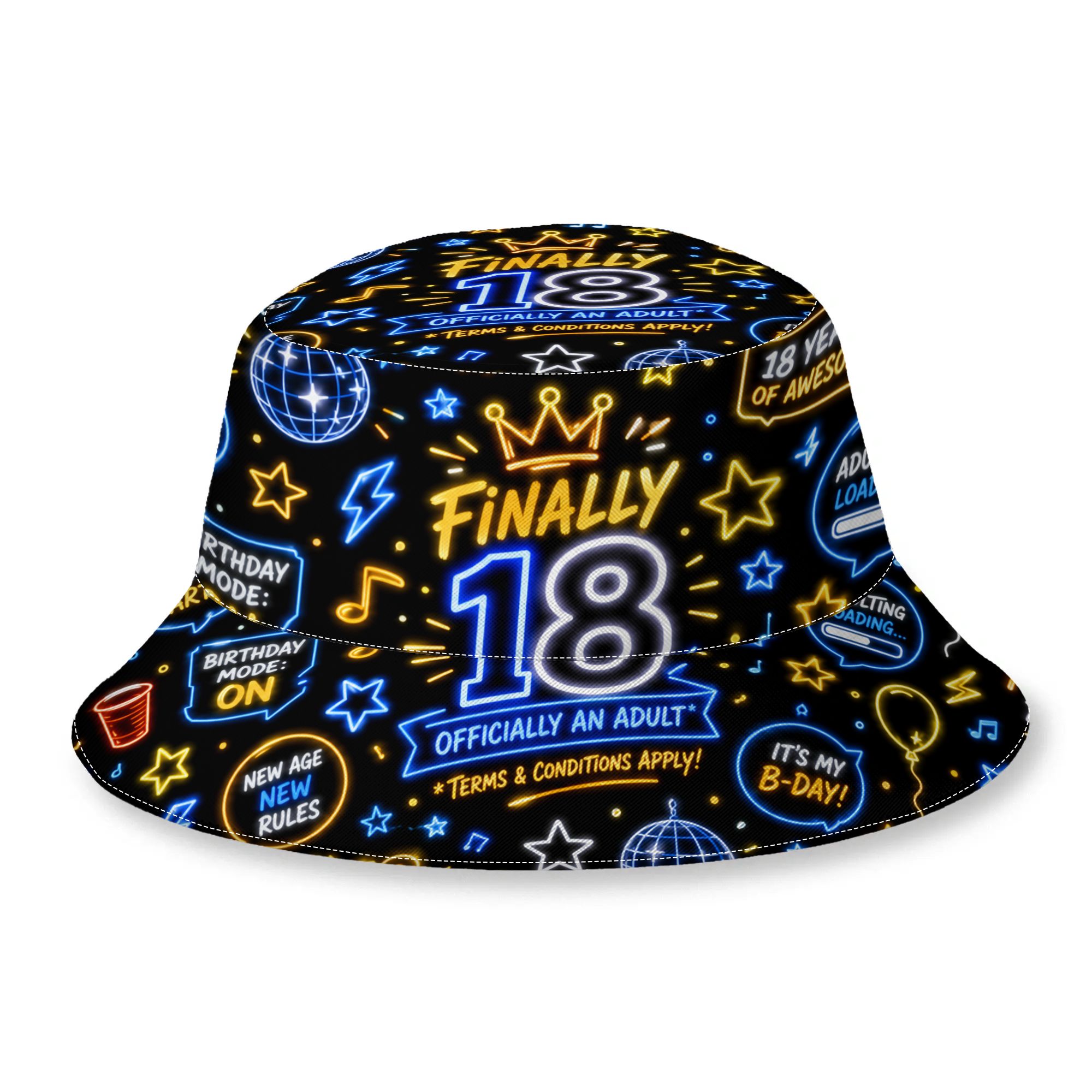 TEMU 1 chapeau de pêche à imprimé "18e anniversaire 18 ans 2008" - Cadeau d'anniversaire amusant, unisexe, décontracté pour l'extérieur, imprimé