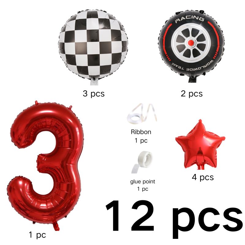 TEMU 12pcs, Digital Balloon Set, Suitable For Occasions Such As Thanksgiving, Christmas, New Year Countdown, 3rd Birthday Parties, 3rd Anniversary