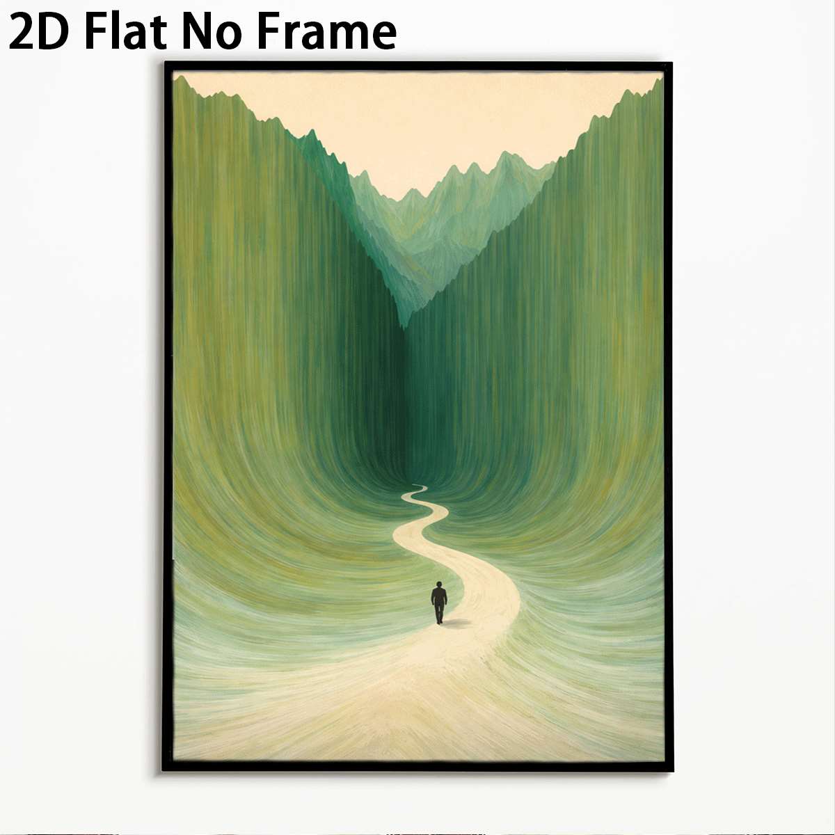 TEMU 2d Flat, 1pc Minimalist Modern Abstract Mountain Path Poster - Suitable For, Unframed Canvas Suitable For Bedroom, Kitchen, Bathroom,, Office -