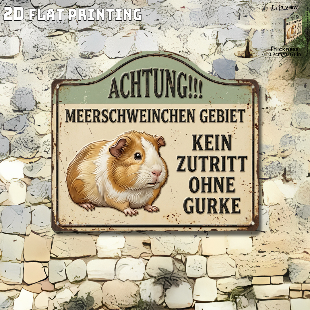 TEMU 2d Flat, 2d Flat Printed, 1pc Vintage German Guinea Pig Fun Wooden Sign, Humorous Pet Decor, Guinea Pig Lover Gift, Durable Wood Material, Yard