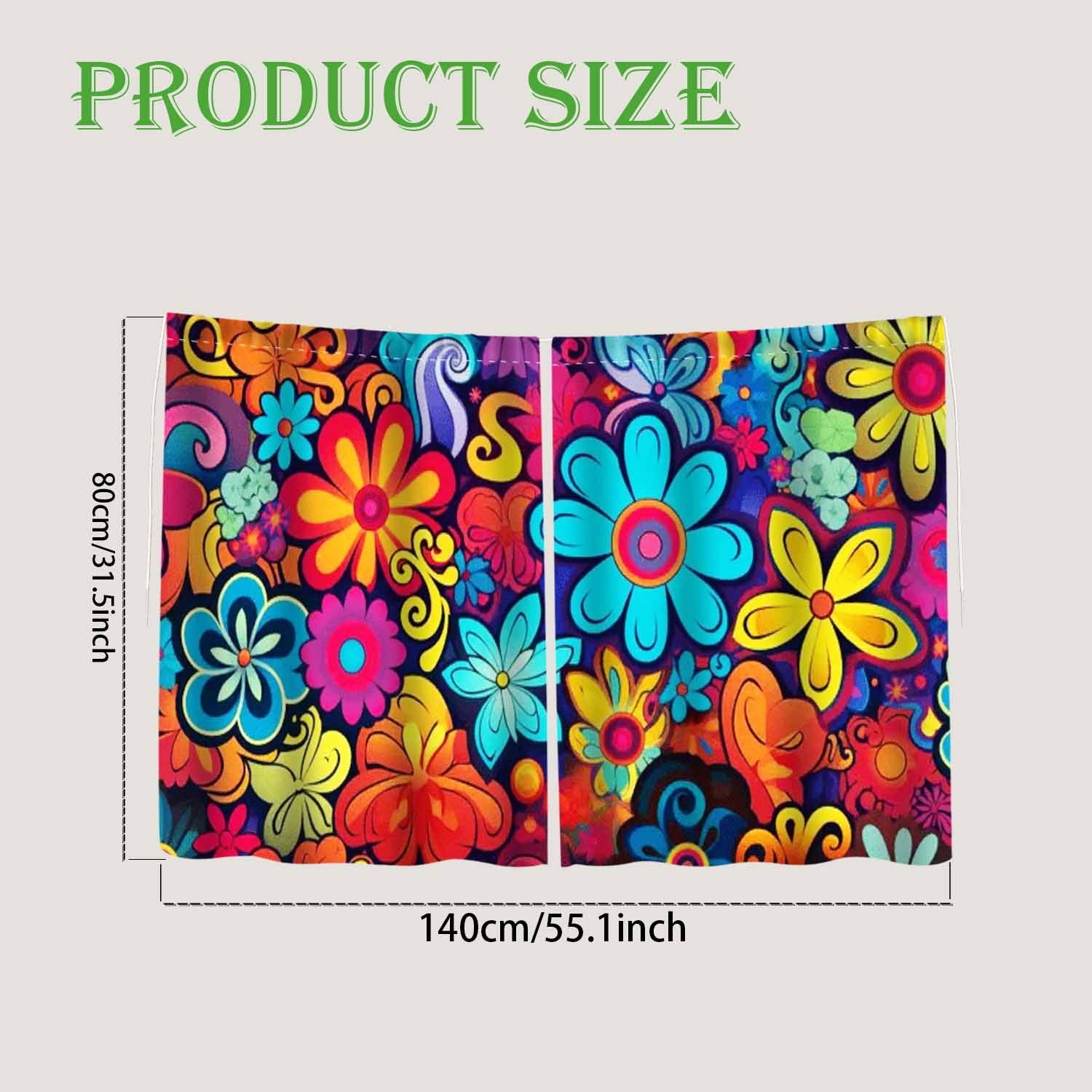 TEMU 2pcs[qd ]colorful Floral Pattern Hippie Flowers Vintage Styleinnovative Car Partition Privacy Curtain Summer Sun Protection And