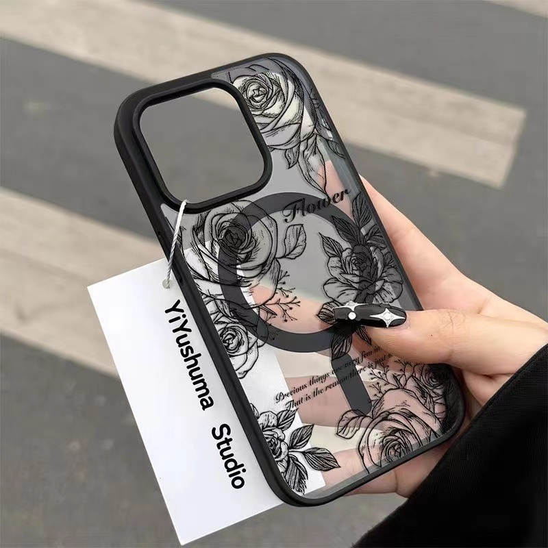 E-shop Handyhülle - Magnetische Handyhülle unterstützt kabelloses Laden, ästhetische volle Abdeckung, Anti-Fall Schutzhülle, geeignet für Apple iPhone