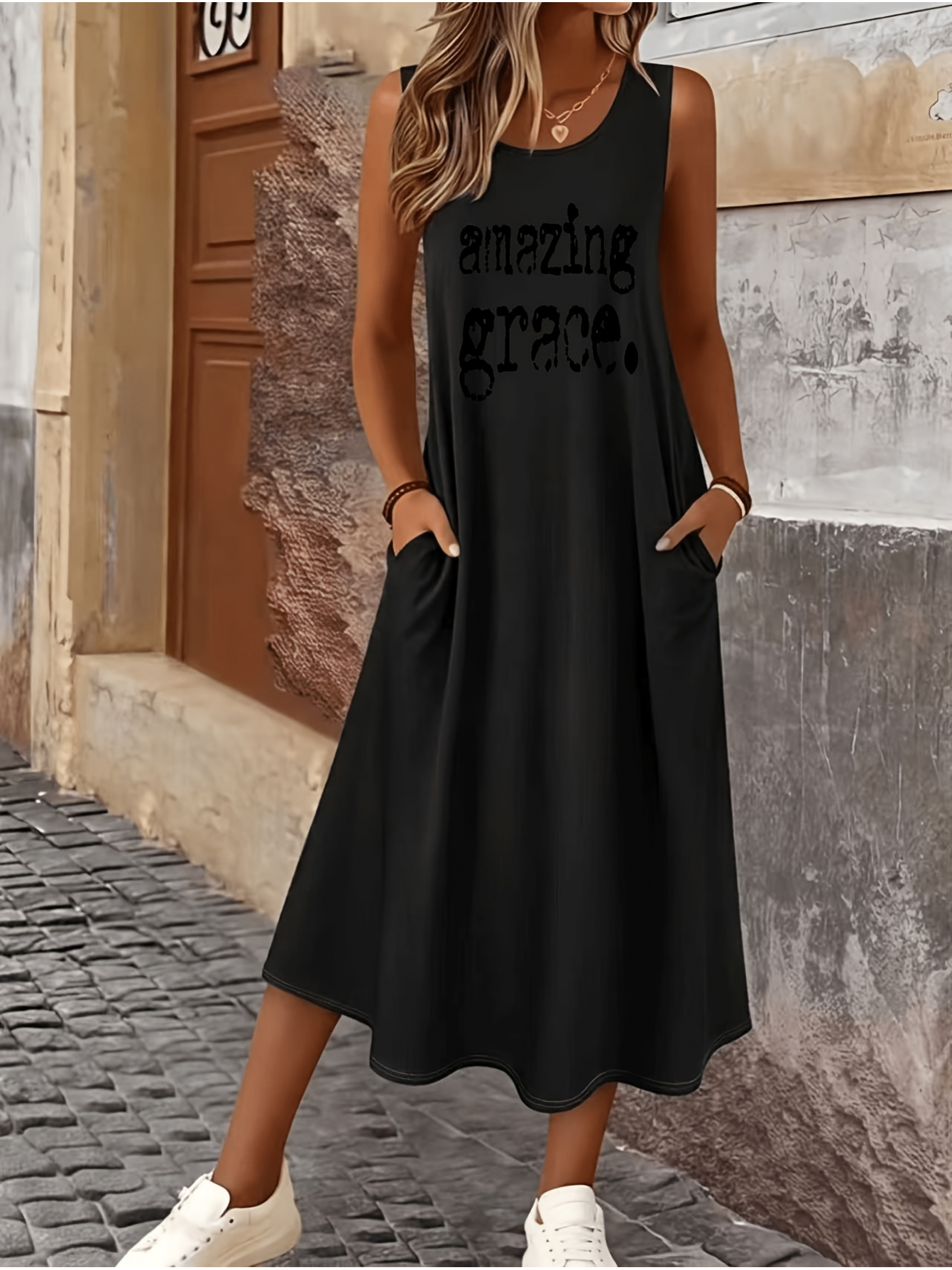 black dress with pockets sold on Temu United States