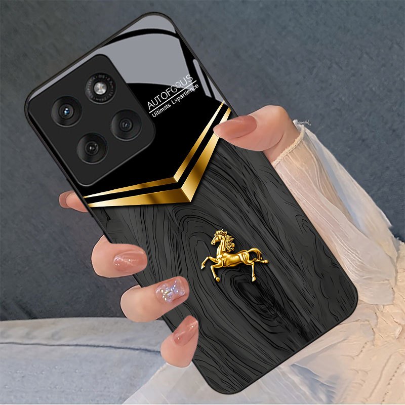 TEMU Phone Case - Golden Horse Pattern Phone Case Suitable For Moto Edge 20 Lite/30 Pro/40 5g/50 Neo/50 Ultra/60 Fusion/g Power (2022)/g14/g24