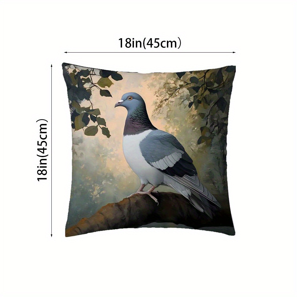 TEMU 1pc Style Pigeon On Branch Design Pillowcase- Double-sided Print, Zipper Closure- Suitable For Sofa And Bedroom Decoration, No Pillow Core,