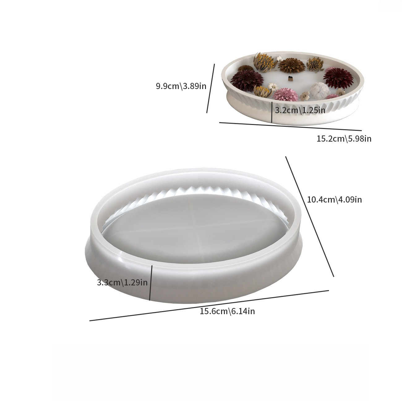 TEMU Suitable For Diy Craft Silicone Mold - Oval Wave-edge Tray With Wave-patterned Rim & Shallow Dish Cavity, Irregular Shape For Candle Making,