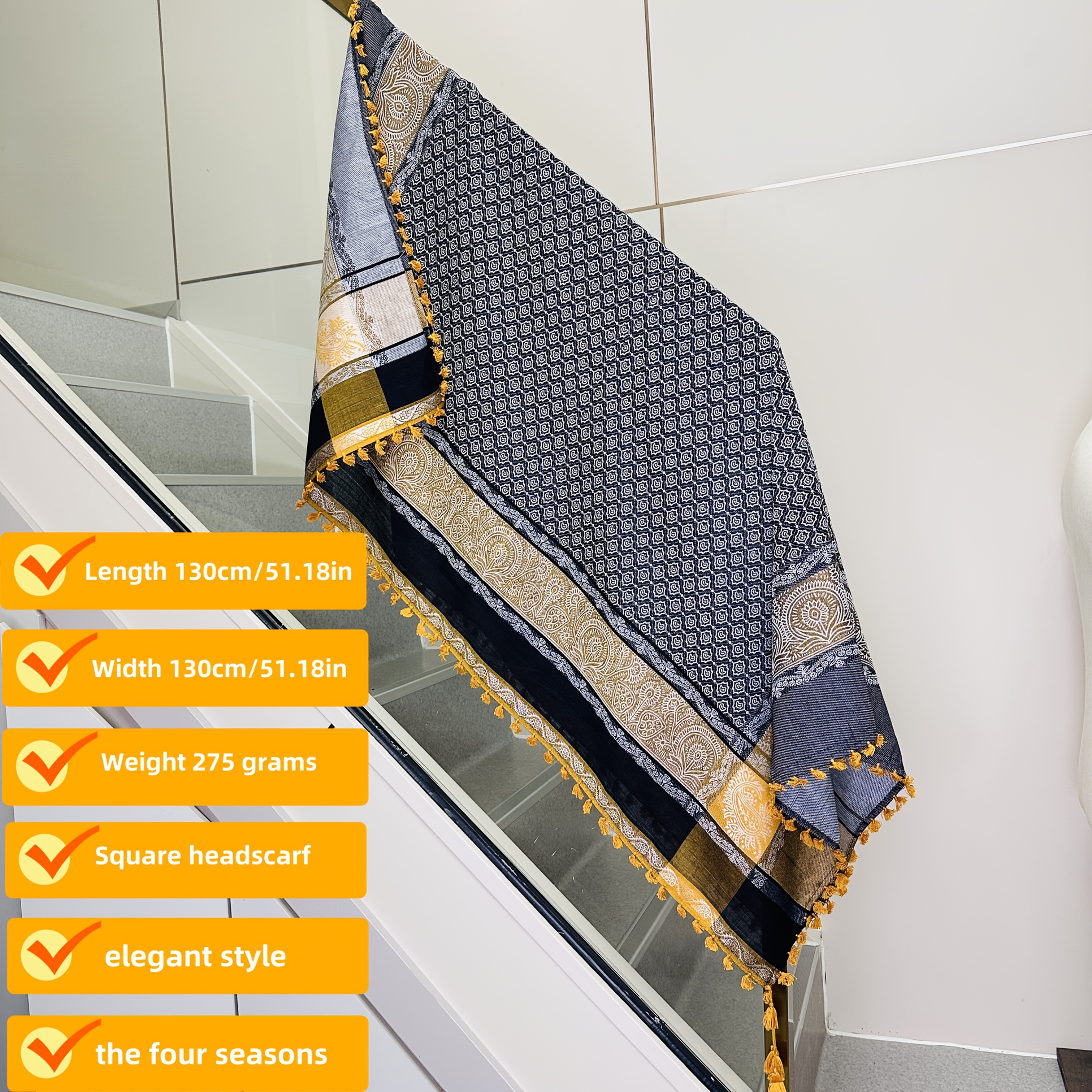 Image of Stylish Tassel Design Multifunctional Headscarf For Men And Women, Used As Scarf Or Headband, Soft And Cozy, Perfect For Enhancing Outfits, Ideal For Any Season, Chic And Fashionable