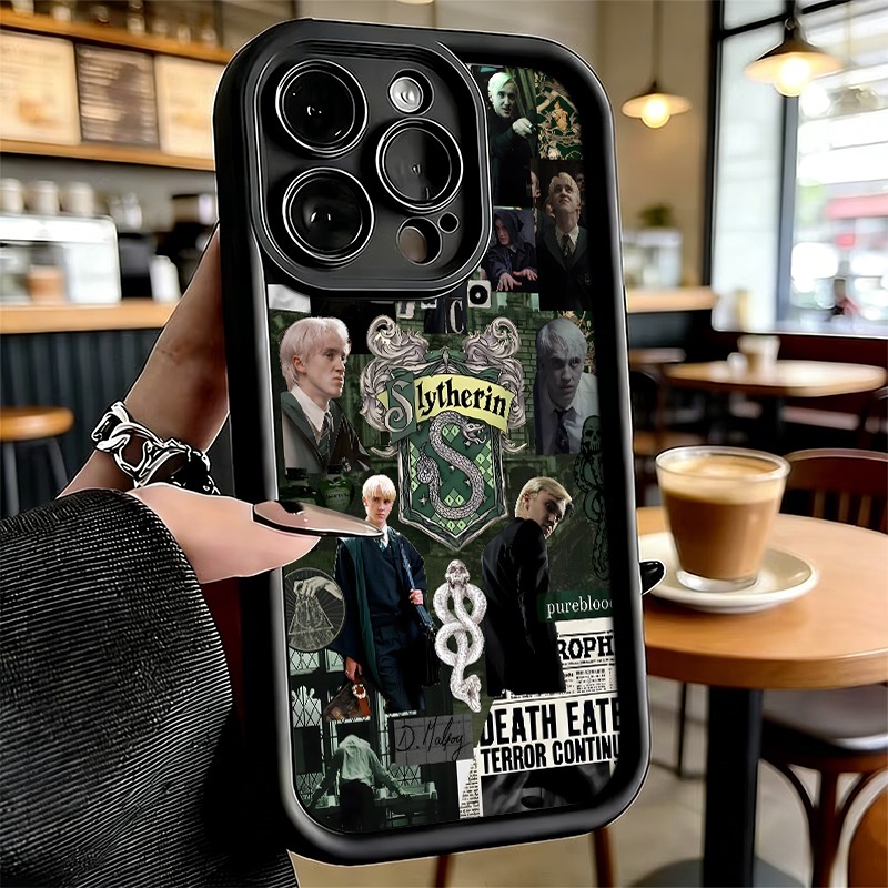 TEMU Phone Case - Wb Harry Potter Slytherin House Theme Dark Green Collage Tpu Phone Case, House Dark Gift, Compatible With Iphone 17 16 15 14 13 12