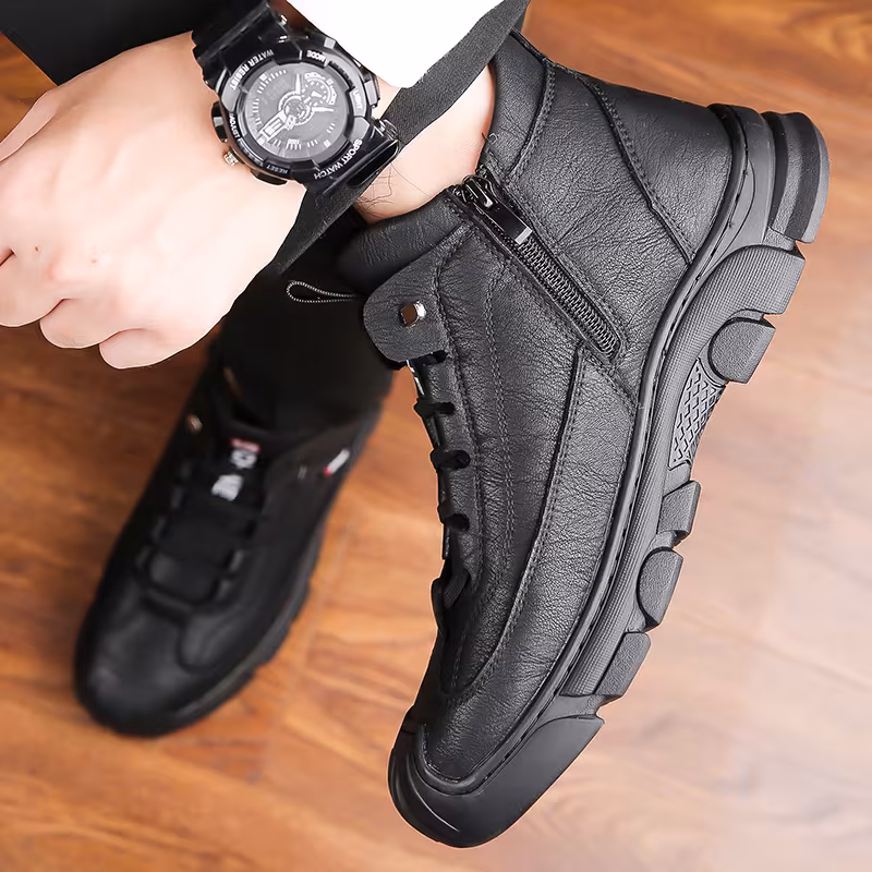 mens winter boots slip resistant anti kick all terrain traction eva sole like upper adjustable closure cushioned insole for outdoor casual everyday black boots for men slipresistant shoes sleek breathable interior Product details 18